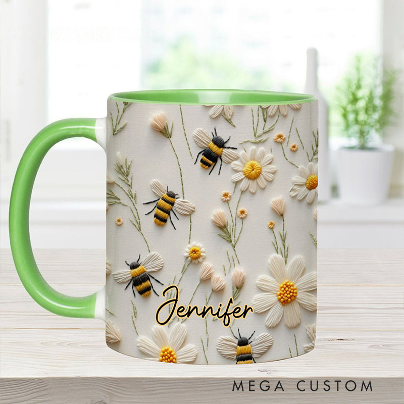 Personalized Bee Accent Mug Love Bees Gift for Kids Family