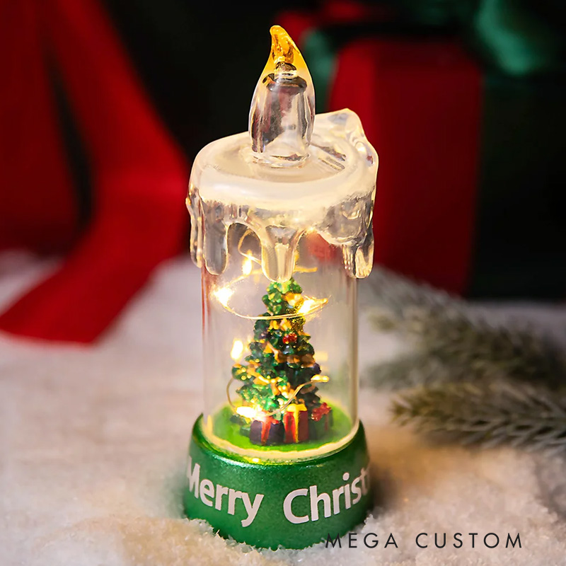 Personalized Snowman Santa Claus Christmas Tree Flameless LED Candle Light with Text Christmas Party Decor Gift for Family Friends