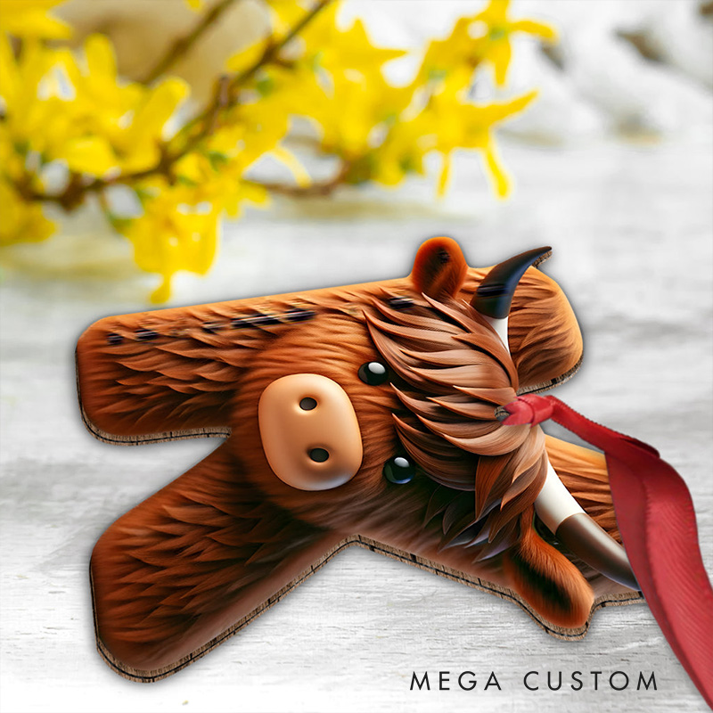 Personalized Highland Cow Alphabet Ornament with Custom Letter Design Adding a Rustic Charm to Holiday Decor Christmas Ornament