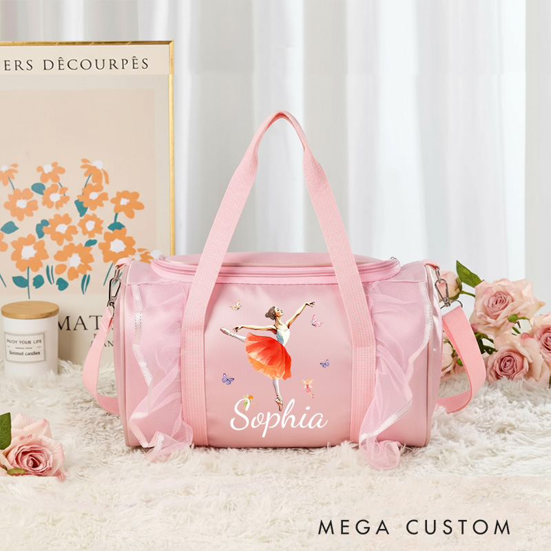 Personalized Birth Flower Ballet Girl Dance Bag for Girls Duffle Bag Pink Ballet Dance Bag Gymnastic Cheer Girl Christmas Gift Back To School Gift