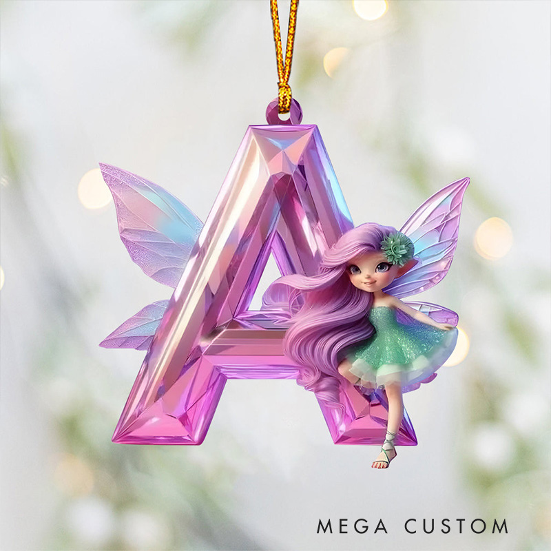 Personalized Fairy Alphabet Ornament with Custom Letter and Enchanting Design Perfect for Magical Holiday Decor Christmas Ornament