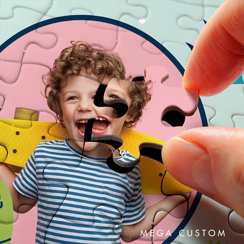 Personalized Dinosaur Adventure Puzzle with Custom Name and Photo Perfect for Fun and Educational Playtime Kid Photo Puzzle