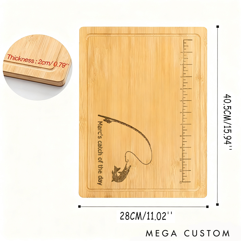 Personalized Fishing Cutting Board Fish Measuring Board Catch of the Day Gift Fisherman's Gift Fathers Day Gift Custom Name Perfect Gift for Fishing Enthusiasts