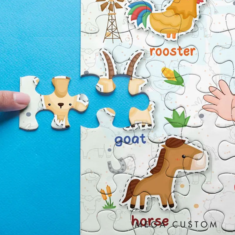 Personalized Farm Animal Puzzle with Custom Name and Cute Animal Illustrations Perfect for Engaging Educational Playtime Kid Puzzle