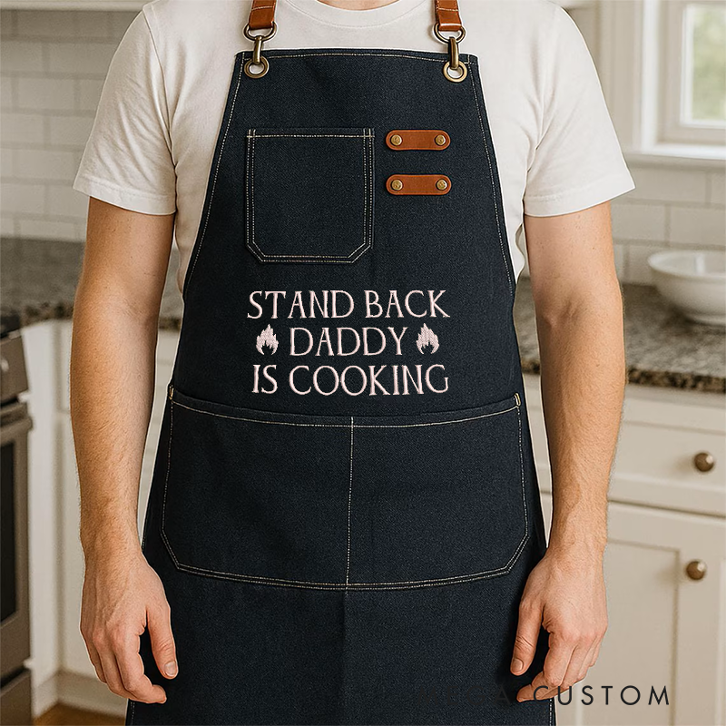 Personalized Cooking Apron with Custom Embroidered Funny Design Perfect Gift for Dads Firefighter