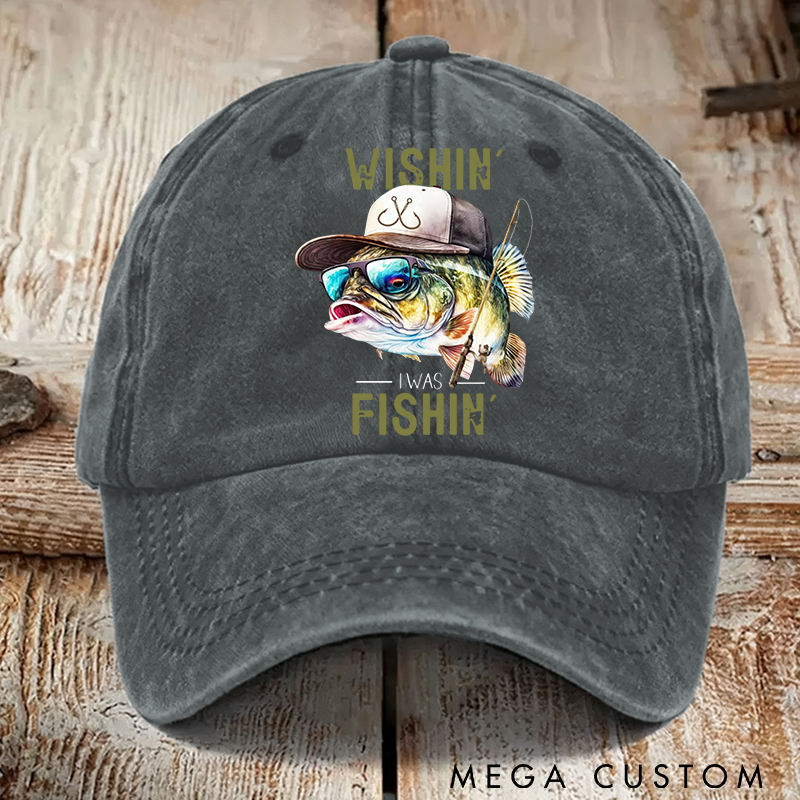Personalized Funny Fishing Hat Vintage Denim Fishing Cap Funny Fish Design Comfortable and Breathable Perfect for Fishing Trips and Outdoor Adventures