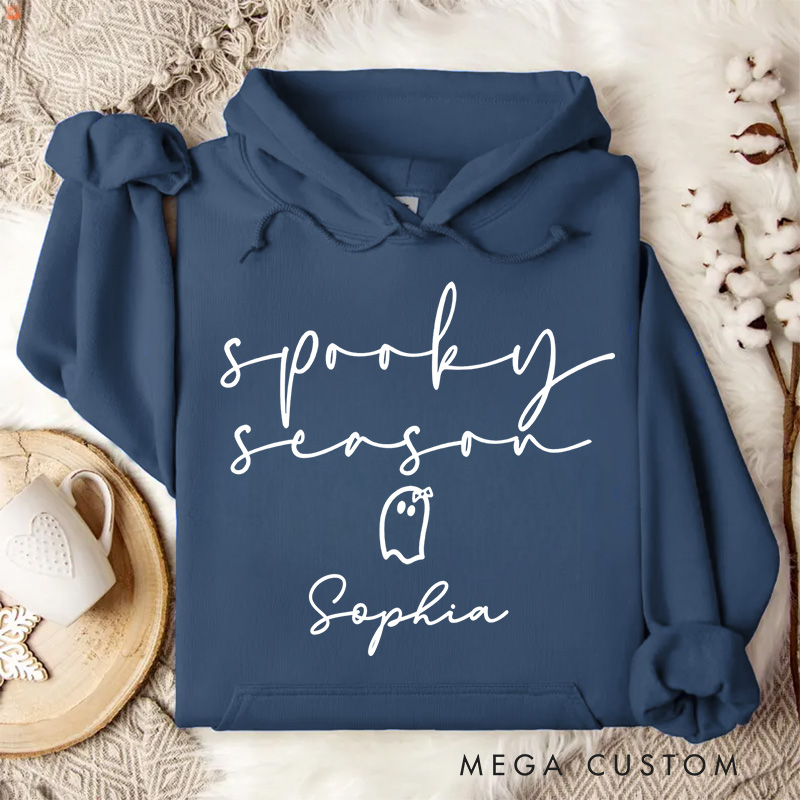 Personalized Spooky Season Minimalist Ghost with Playful Halloween Vibes Cozy Cute Spooky Season Hoodies