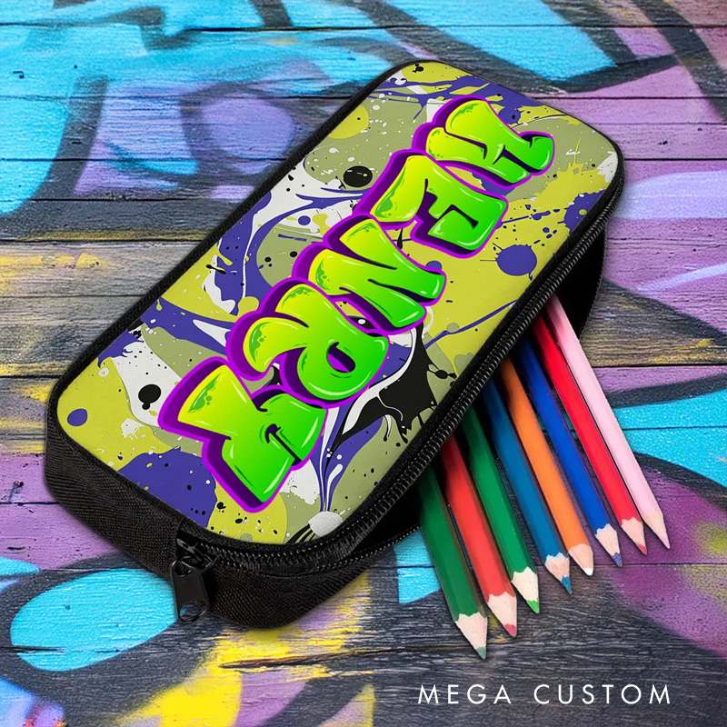 Personalized Colorful Graffiti Style Name Backpack Lunch Bag Pencil Case Set Back to School Birthday Gift for Boys Girls Students