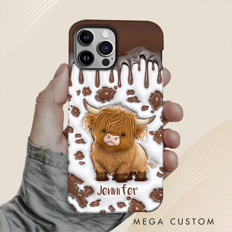 Personalized Highland Cow Phone Cases with Cute Cow Design and Custom Name for Animal Lovers and Unique Style Phone Cases