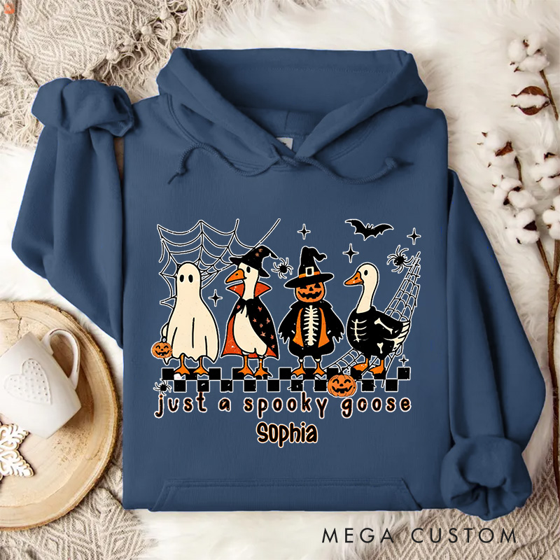 Personalized Spooky Goose with Halloween Friends Fun and Whimsical Ghostly Hoodies