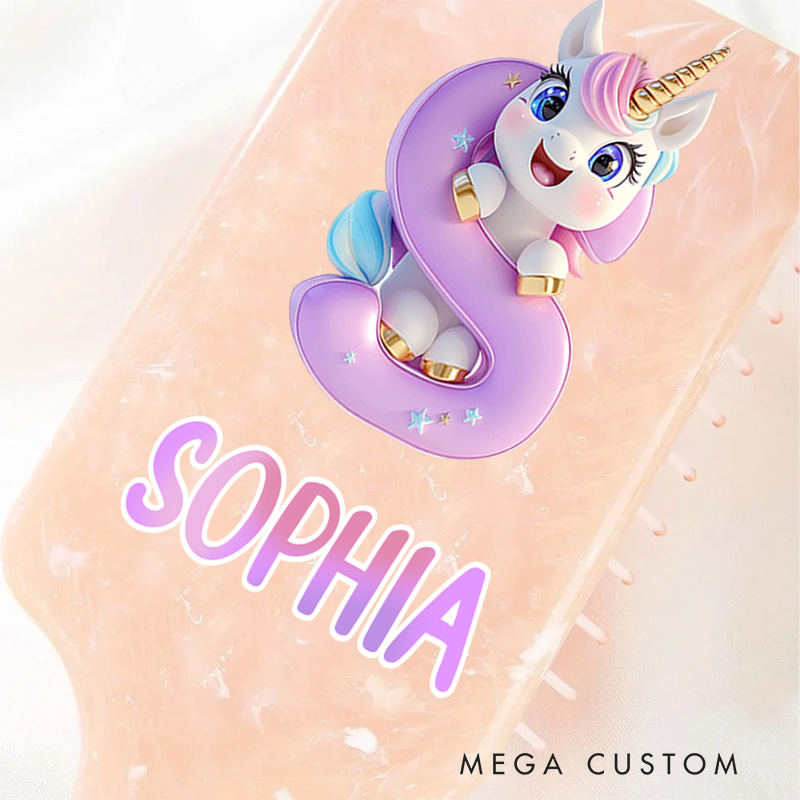 Personalized Unicorn Hair Brush with Custom Name and Cute Magical Design for Kids and Fun Grooming Experience Hair Brush