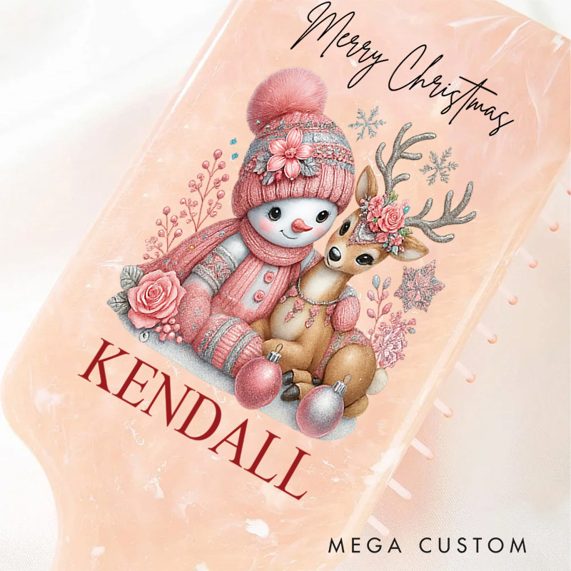 Personalized Christmas Hair Brush with Custom Name and Festive Holiday Design for Kids and Joyful Grooming Hair Brush
