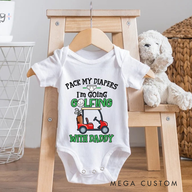 Personalized Golf Baby Onesie Funny Future Golfer Pack My Diapers Baby Bodysuit