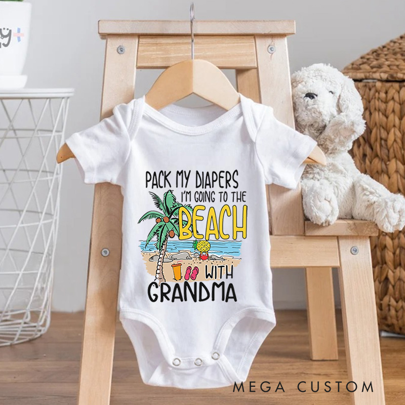 Personalized Beach Baby Bodysuit with Tropical Graphic and Fun Quote for Little Beachgoers and Family Getaways Baby Bodysuit