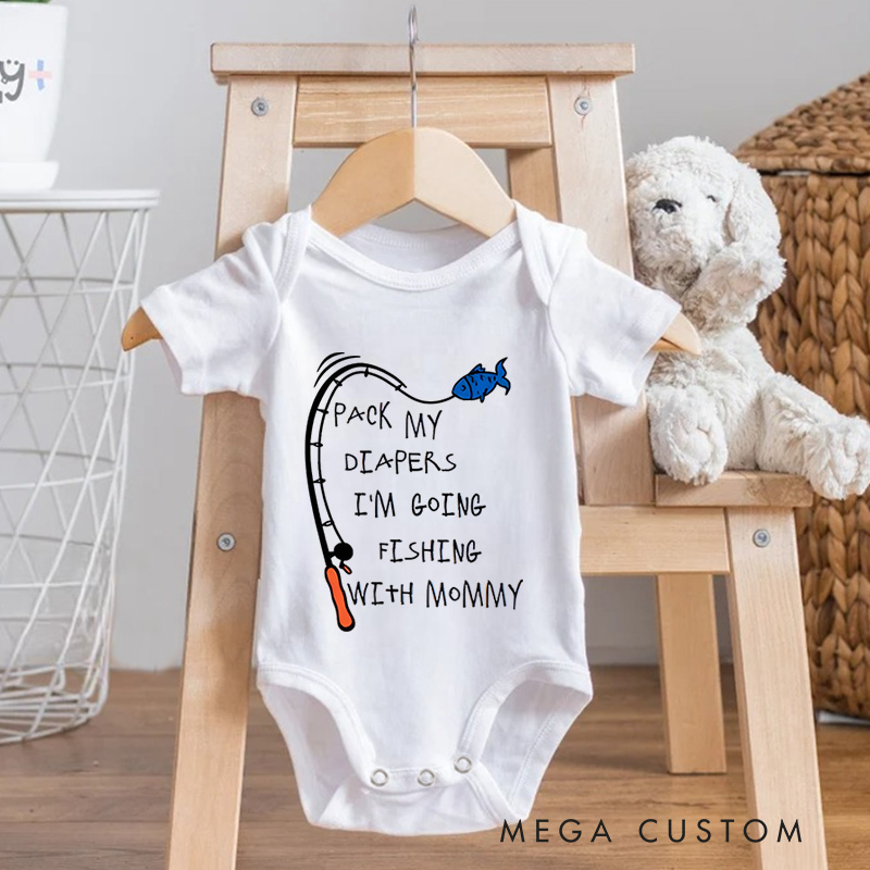 Personalized Fishing Baby Bodysuit with Cute Fishing Rod Graphic and Playful Quote for Little Anglers and Family Fun Baby Bodysuit