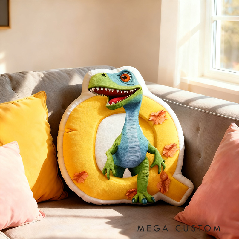 Personalized Dinosaur Letter Cartoon Cute Kids Room Custom Name Gift Fun Decorative Throw Pillows