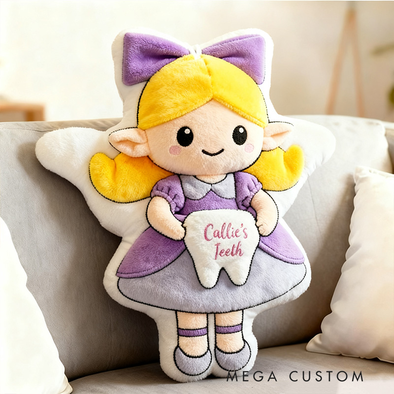 Personalized Tooth Fairy Girl Name Custom Kids Gift Cute Magical Soft Plush Lovely Decorative Pillow