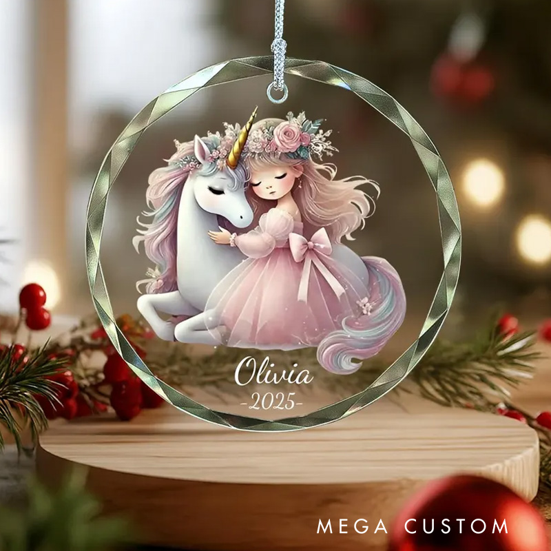 Personalized Cute Pony Name Custom Holiday Gift Magical Pink Pony Winter Wonderland Cute Festive Decoration Christmas Ornament