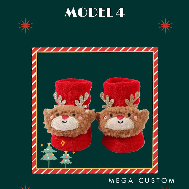 Personalized Baby Holiday Gift Cozy Warm Winter Footwear Cute Festive Santa Style Adorable Red Baby Christmas Socks