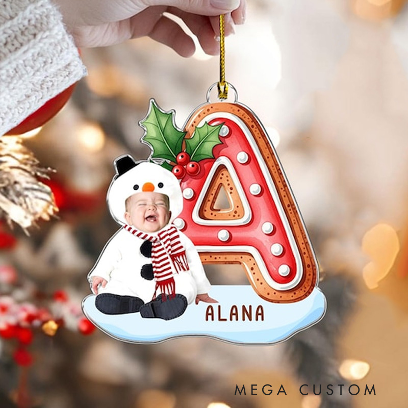 Personalized Cute Kids Character Initial Letter Cookie Style Custom Name Holiday Decoration Festive Gift Keepsake Christmas Ornament