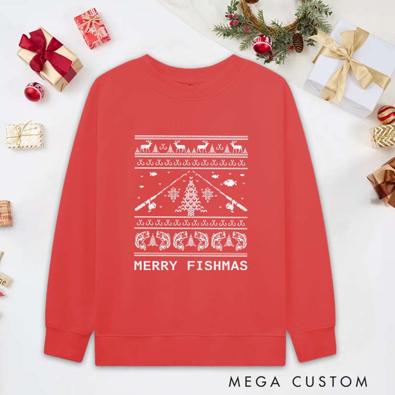 Personalized Fishing Christmas Sweatshirt Fisherman Christmas Gifts Funny Fishing Sweatshirt Mens Fishing Sweatshirt Fishing Gifts for Fishing Lover