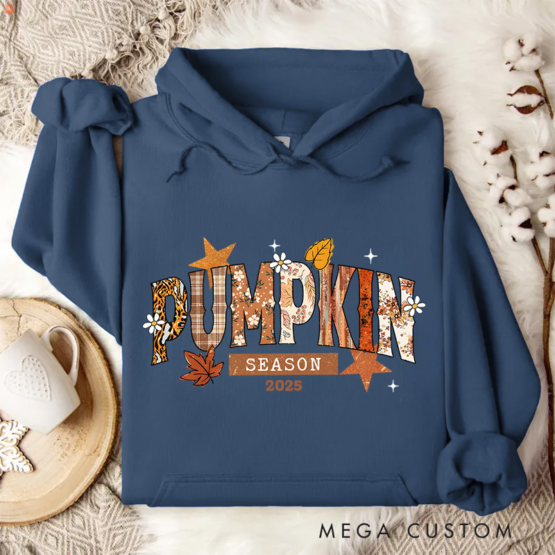 Personalized Pumpkin Season with Leaves and Rustic Autumn Halloween Charm Hoodies