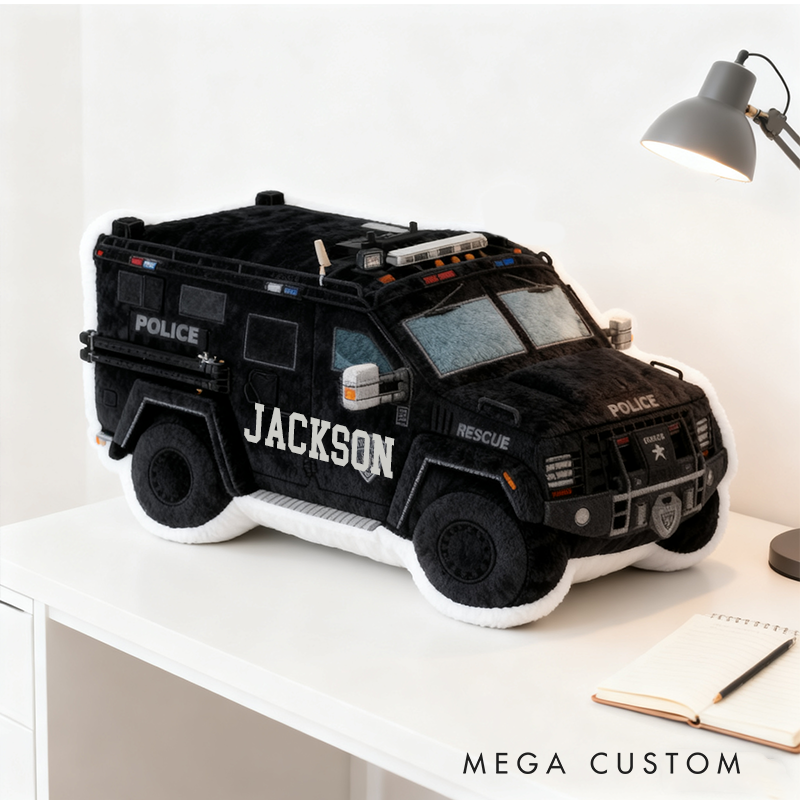 Personalized Police SWAT Truck Pillow Custom Name Design Cushion Unique Gift for Police 