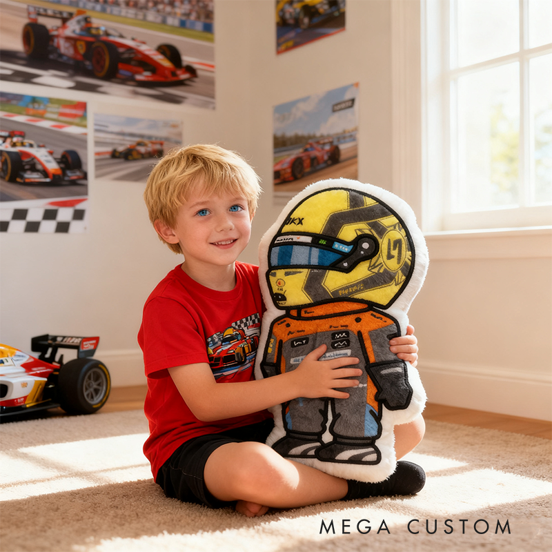 Personalized Vehicle Racing Driver Shaped Pillow with Custom Name Unique Gift for Racing Fans