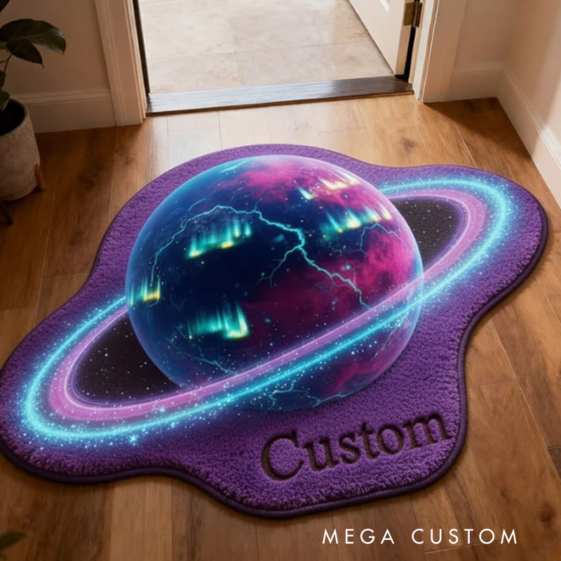Personalized Galaxy Planet Custom Name Soft Decorative Gift Cosmic Space Style Colorful Home Entryway Modern Universe Starry Glow Fantasy Art Doormats