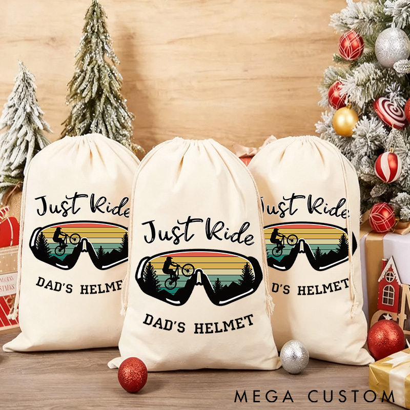 Personalized Merry Christmas Sack Family Christmas Gift Wrap Bag Helmet Bag Cycling Gift Bag Fathers Day Cycling Gift Cotton Cycling Kit Sports Bag Gift for Cyclist Bicycle Biker Riding Lovers