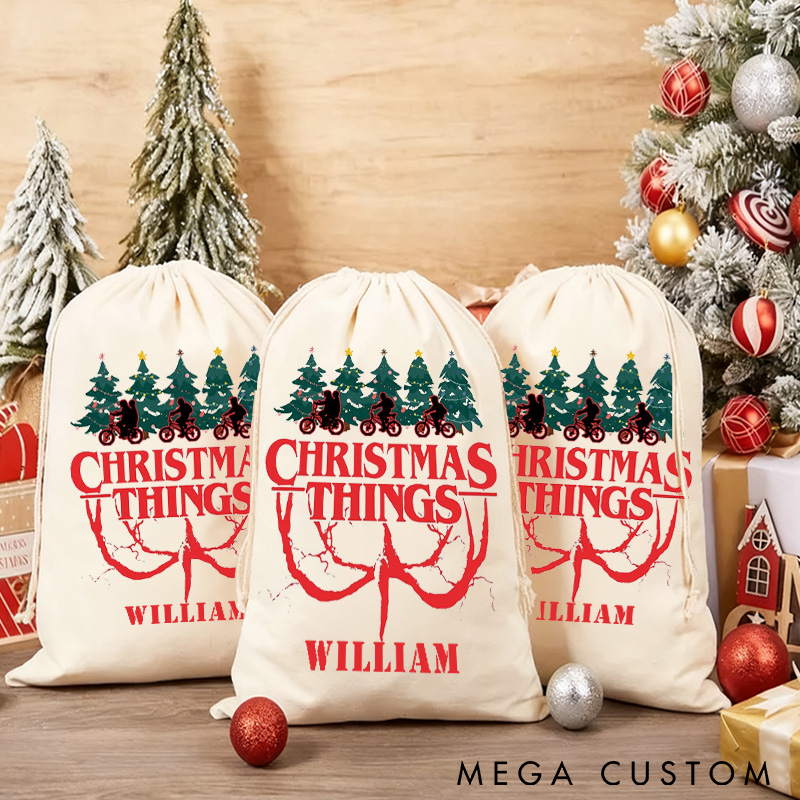 Personalized Merry Christmas Things Sack Family Christmas Gift Wrap Bag Cycling Gift Cotton Kids Friendship Cycling Kit Sports Bag Gift for Cyclist Bicycle Biker Riding Lovers