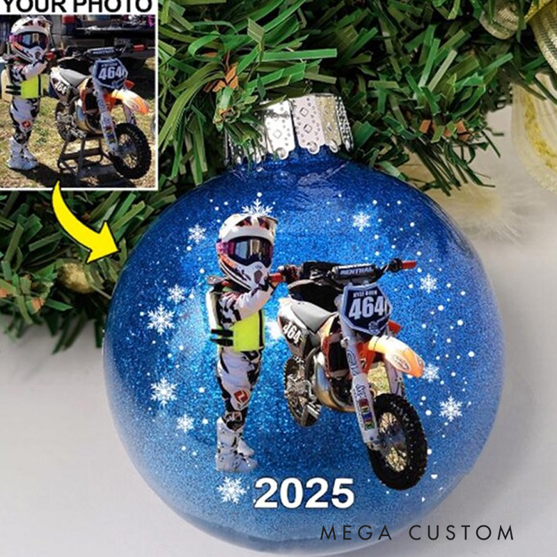 Personalized Christmas Ball Bike Riding Kids Ornament Special Gifts for Your Racing Children Cycling Ornaments Mountain Biking Gifts Glitter Plastic Ornament for Riding Lovers