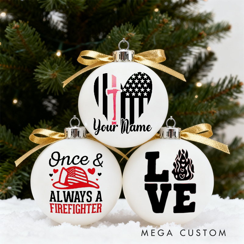 Personalized Firefighter Christmas Ornaments Heartfelt Designs Set of 3 Holiday Decorations
