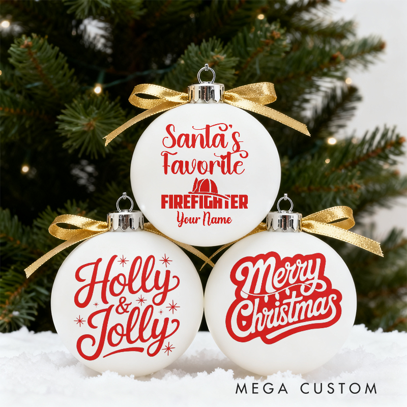 Personalized Firefighter Christmas Ornaments Festive Holiday Designs Set of 3 for Firefighter Family