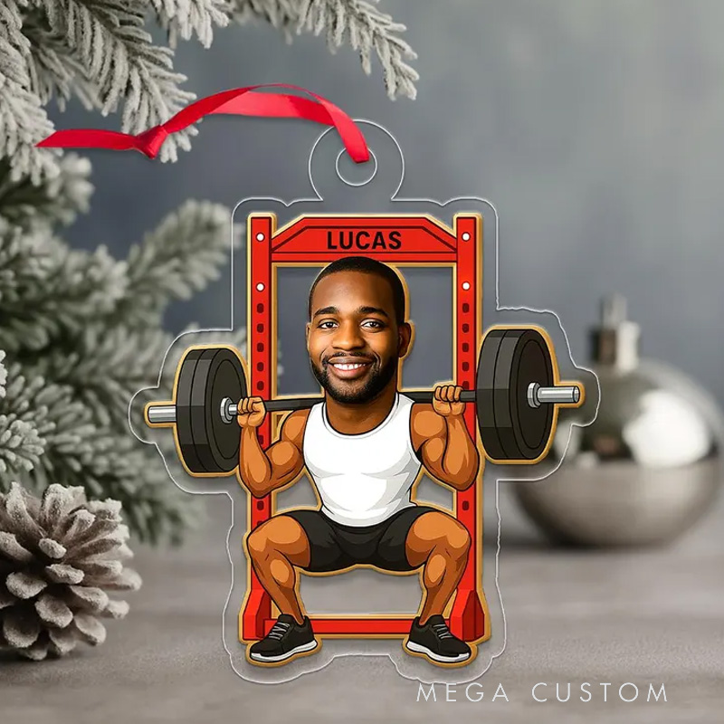 Personalized Body Builder Custom Name Gymer Acrylic Ornament Christmas Tree Decoration Gift for Fitness Lovers
