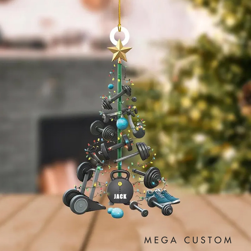 Personalized Fitness Tools Christmas Tree Ornament Dumbbell Fitness Keepsake Gym Lovers Gymer
