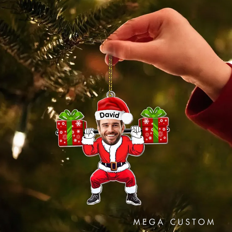 Personalized Gym Photo Ornaments Custom Merry Liftmas Ornament Weight Lifting Christmas Ornament Workout Christmas Weight Lifting Gift for Trainer