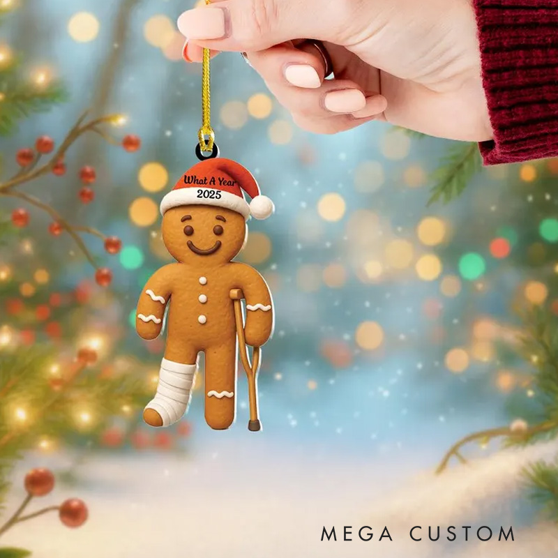 Personalized Broken Gingerbread Ornament Funny Hysterectomy Surgery Recovery Ornament for Gym Lovers