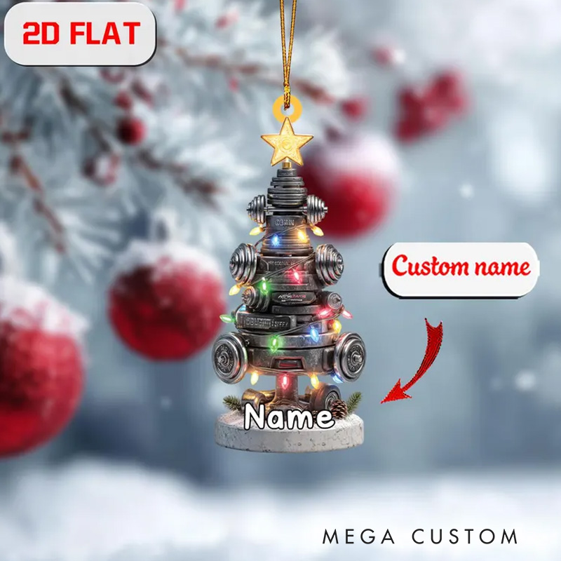 Personalized Custom Gym Christmas Ornament Weightlifting Tree Decor for Gym Lovers