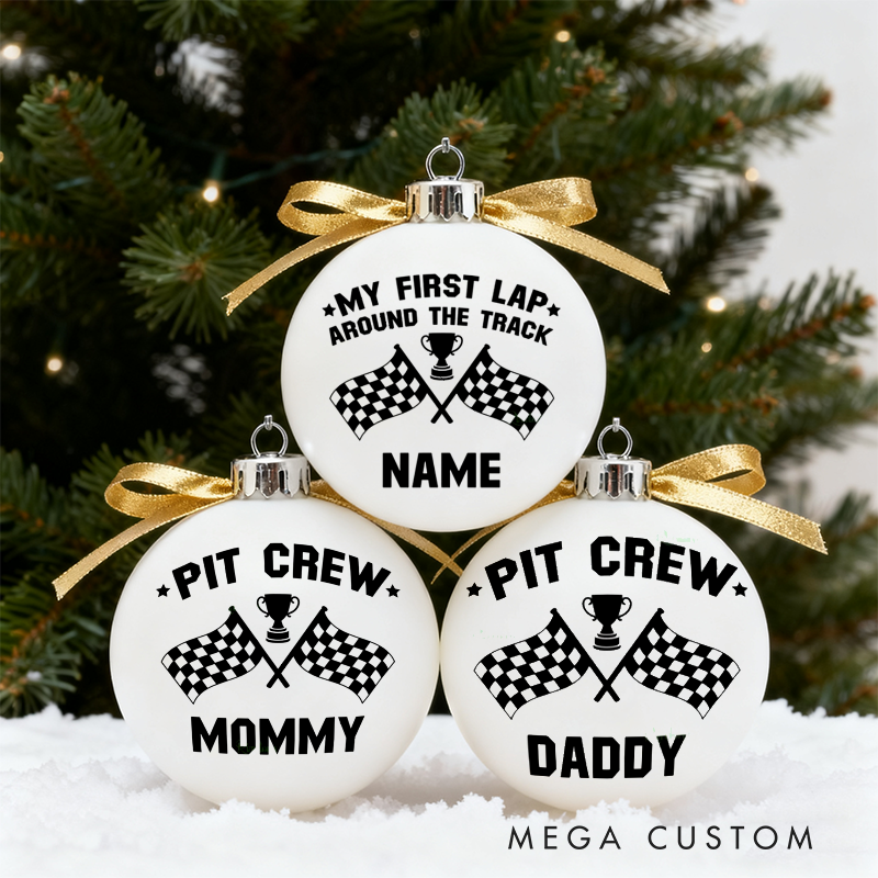 Personalized Racing-Themed Christmas Ornaments Custom Designs Set of 3 Gift for Racing Families