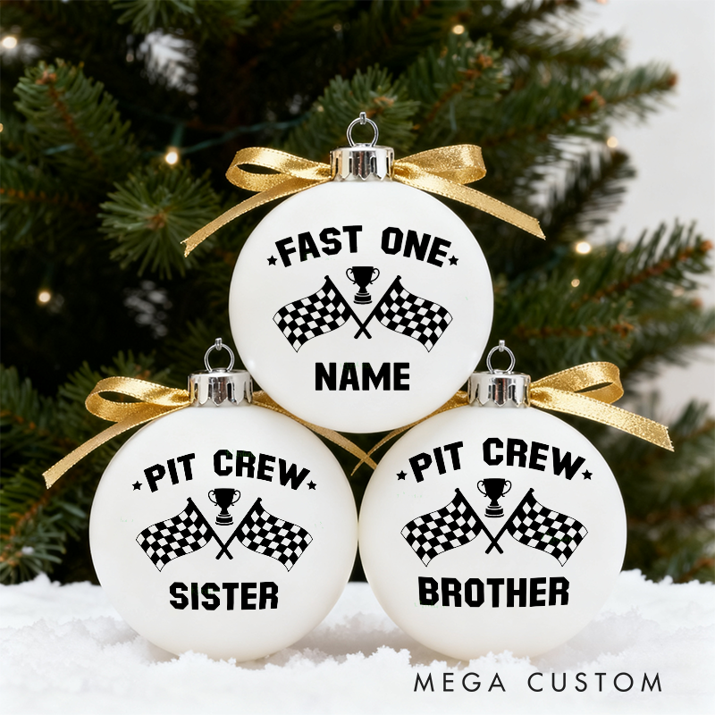 Personalized Racing Themed Christmas Ornaments Custom Designs Set of 3 Gift for Racing Families