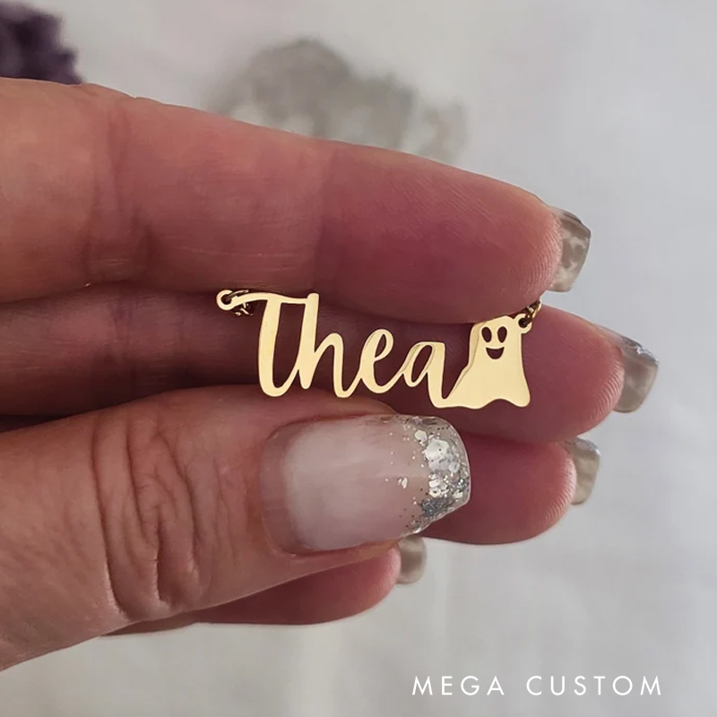 Personalized Ghost Necklace Whimsical Custom Jewelry Thoughtful Gift for Halloween Enthusiasts