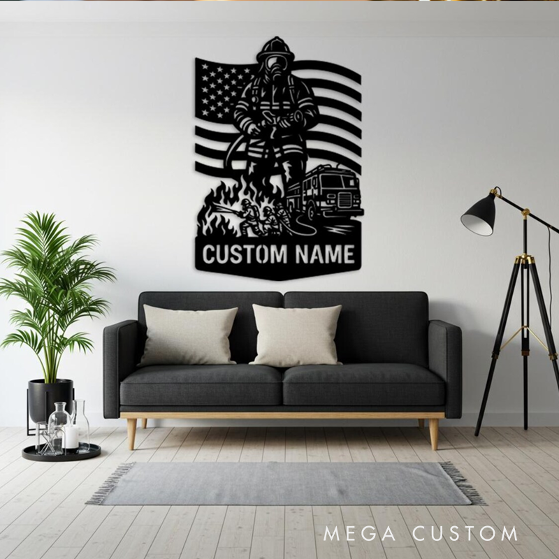 Personalized Firefighter Metal Wall Art with Custom Name Gift for Firefighters and Everyday Heroes