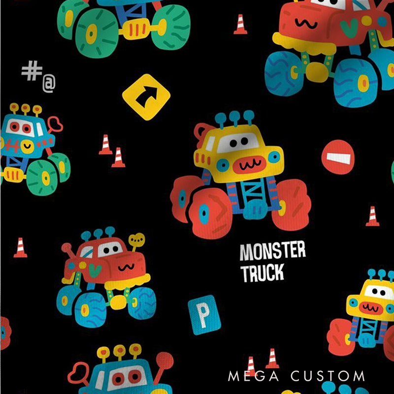 Personalized Monster Truck Christmas Pajama Set with Fun Cartoon Design Vehicle Lover Gift