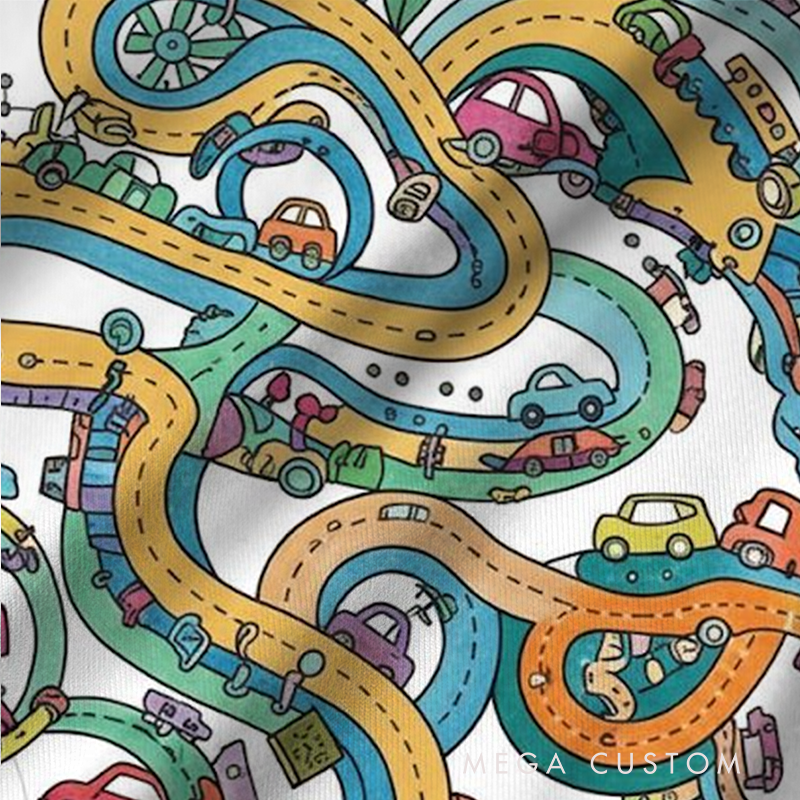Personalized Road Map Christmas Pajama Set with Fun and Colorful Design Vehicle Lover Gift