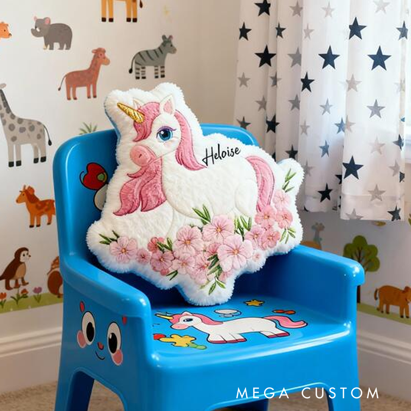 Personalized Dream Horse Name Custom Soft Decorative Gift Pink Floral Style Magical Dream Cute Pony Lovely Princess Room Cozy Sweet Fairy Garden Graphic 3D Print Pillow