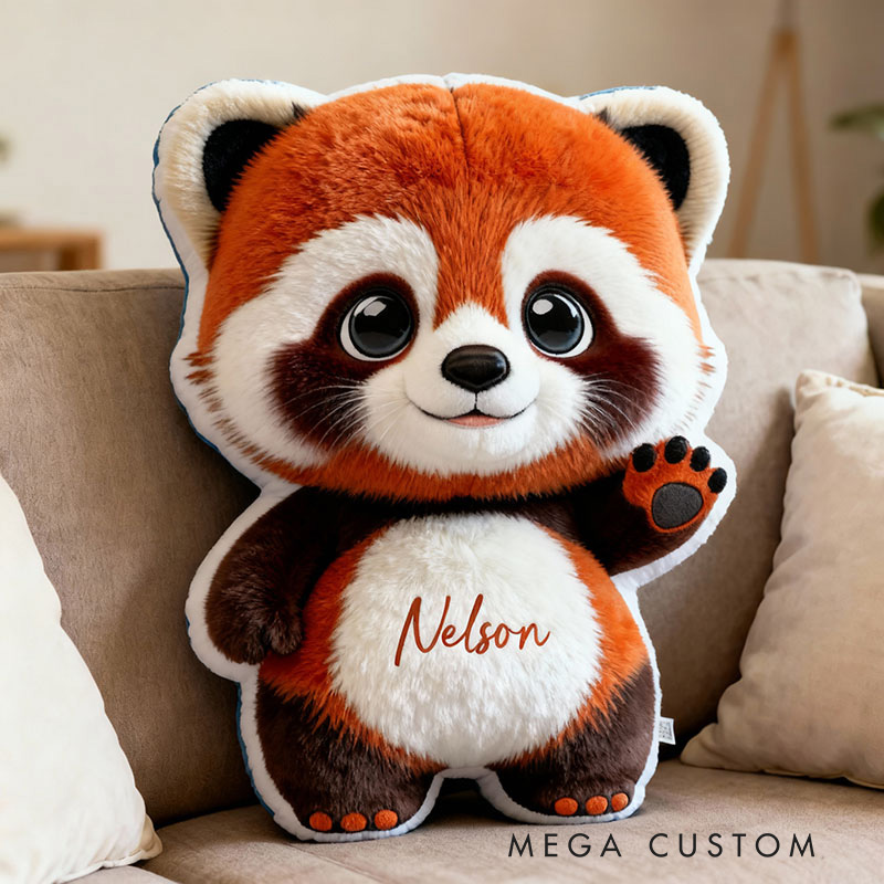 Personalized Red Panda Name Custom Soft Decorative Gift Forest Animal Style Cute Cuddly Cozy Kid Room Warm Hug Lovely Wildlife Adventure Friend Graphic 3D Print Pillow