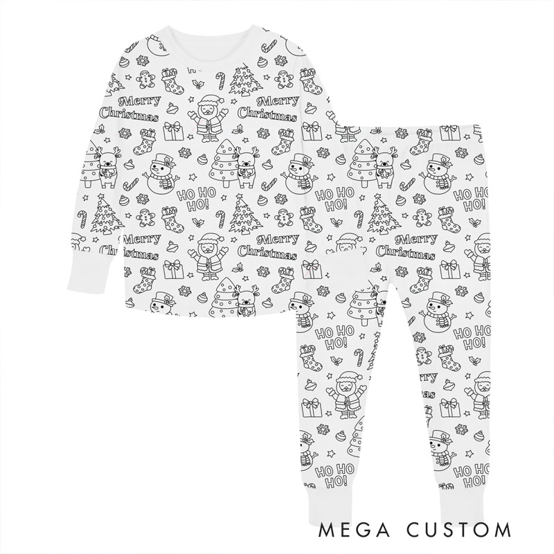 Personalized Coloring Name Custom Creative Gift Fun Art Style Interactive Play Educational Cozy Sleepwear Cute Dream Kids DIY Drawing Adventure Colorable Two Piece Pajama Set
