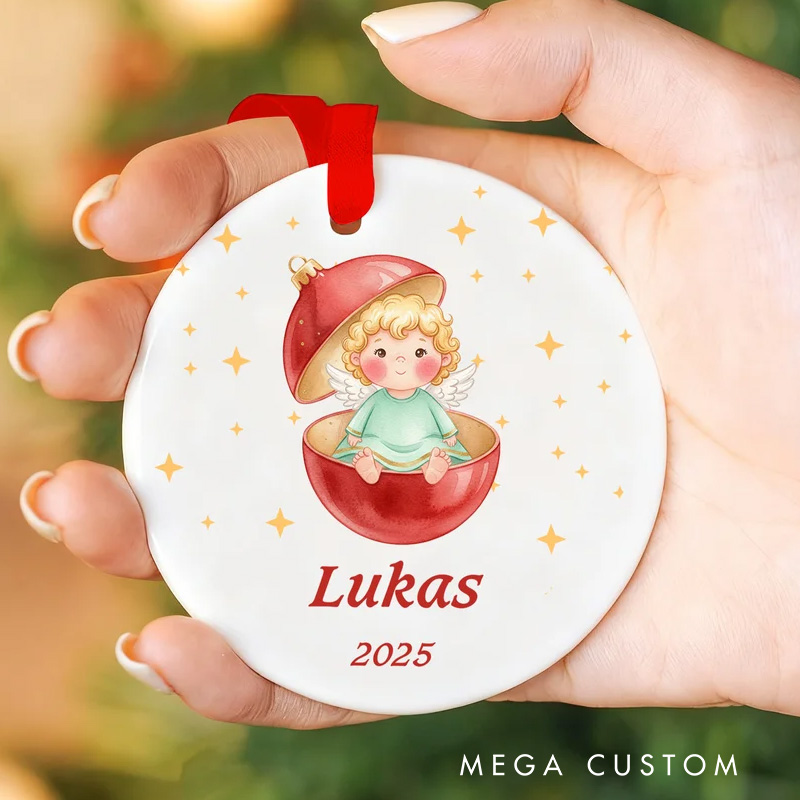 Personalized Christmas Angel Christmas Ceramic Ornament with Name and Date Tree Home Decor Christmas Gift for Family Friends