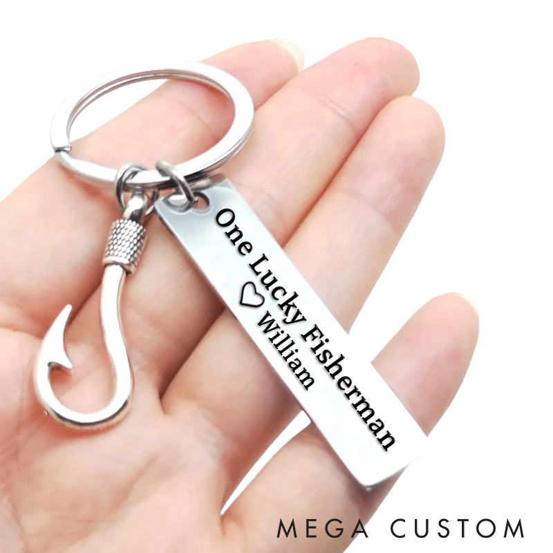 Personalized Fishing Keychain Funny Fishing Keychain Best Catch of His Life Design Custom Name Romantic Gift for Couples and Fishing Enthusiasts